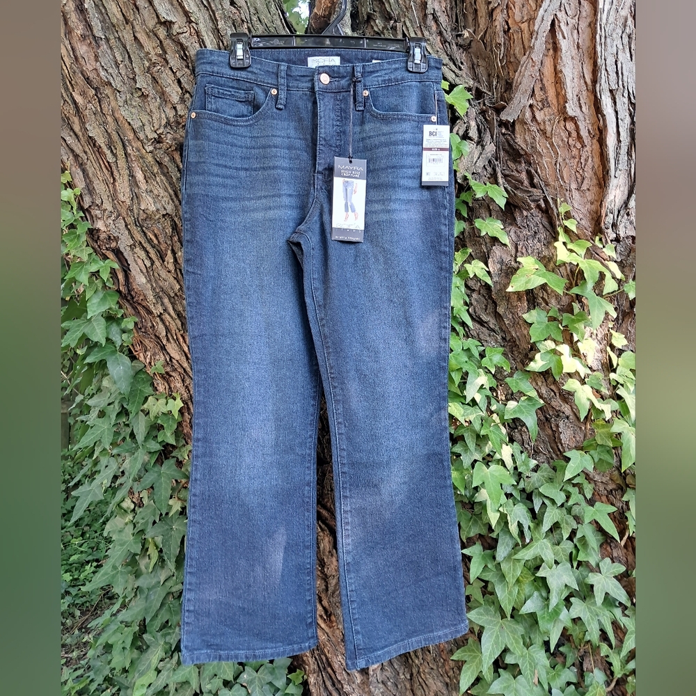 Sofia Vergara Jeans Mayra High Rise Crop Flare Womens Sz 6 Dark Wash Cropped